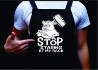 Dabbledown Stop Staring at My Rack, Manly Apron, Funny BBQ Apron for Men, Men’s Apron for Grilling Gifts for Men, Grilling Apron