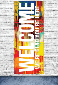 Dabbledown Welcome Church Banner - We're Glad You're Here - Church Banners -Easter - Inspirational Quotes - Church Decoration - Pray - Prayer - Christian - Religious