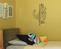 Black line art vinyl decal of a happy dog weaving through agility poles with a wagging tail and attentive expression.