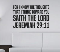 Black bold tall block letters forming Jeremiah 29:11 KJV scripture quote on a plain white background