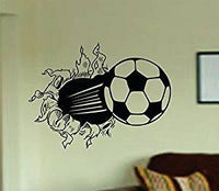 Dabbledown Decals Soccer Ball Bursting Through Wall Vinyl Wall Decal Sticker Art Sports Kid Children Ball Nursery Boy Teen Homerun