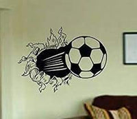 Decals Soccer Ball Bursting Through Wall Large Version DD201 Vinyl Wall Decal Sticker Art Sports Kid Children Ball Nursery Boy Teen Sticker Wall Mural Art Graphic Sports Teen Kid Nursery