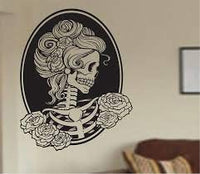Dabbledown Decals Victorian Woman Skull Wall Vinyl Decal Sticker Art Graphic Sticker Sugar Skull Sugarskull