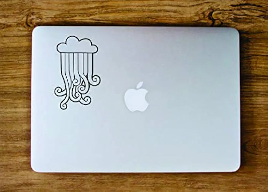Dabbledown Cloud Raining Rain Raindrop Laptop Version Car Window Windshield Lettering Decal Sticker Decals Stickers