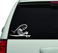 Surfboard and Wave White Version Car Window Windshield Lettering Decal Sticker Decals Stickers