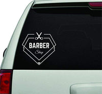 Dabbledown Decals Barber Shop Logo White Version Car Window Windshield Lettering Decal Sticker Decals Stickers Girl JDM Drift