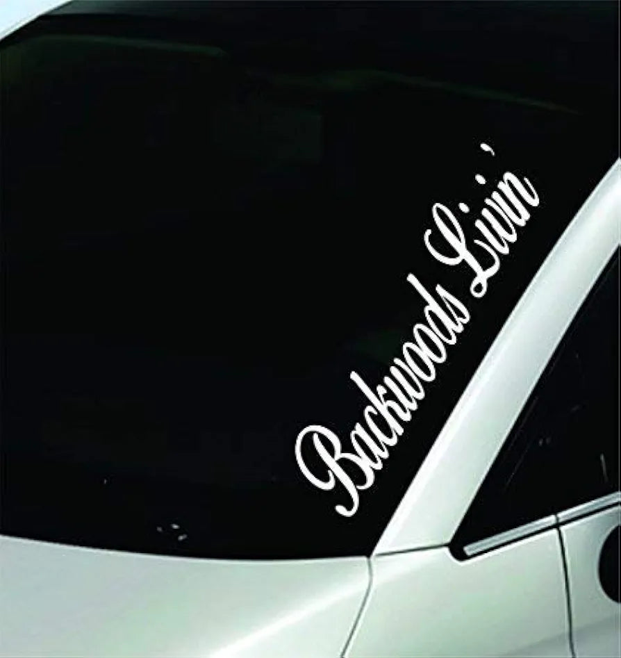 Dabbledown Decals Backwoods Livin Large Version Car Window Windshield Banner Lettering Decal Sticker Decals Stickers Girl JDM Drift