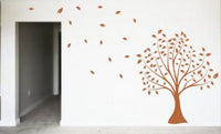 Modern Tree and Flying Leaves Decal Sticker Wall Nature Boy Girl Children Beautiful