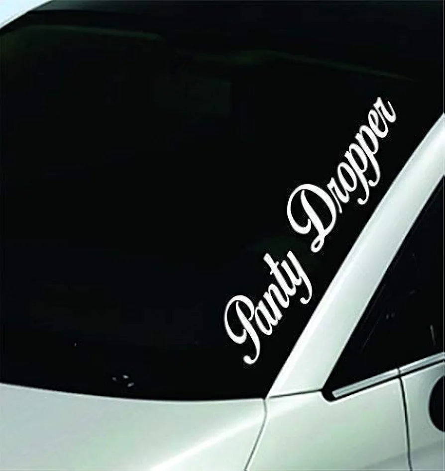 Dabbledown Decals Panty Dropper Large Version Car Window Windshield Banner Lettering Decal Sticker Decals Stickers Girl JDM Drift