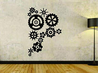 Steampunk Gears Version DD102 Gear Design Vinyl Wall Decal Sticker Car Window Truck Decals Stickers ES2gears004BW