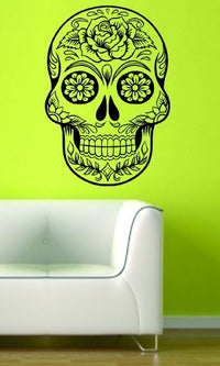 Extra Large Sugarskull DD107 Vinyl Wall Decal Sticker Decals Stickers Rockabilly Dia De Los Muertos Sugar Skull