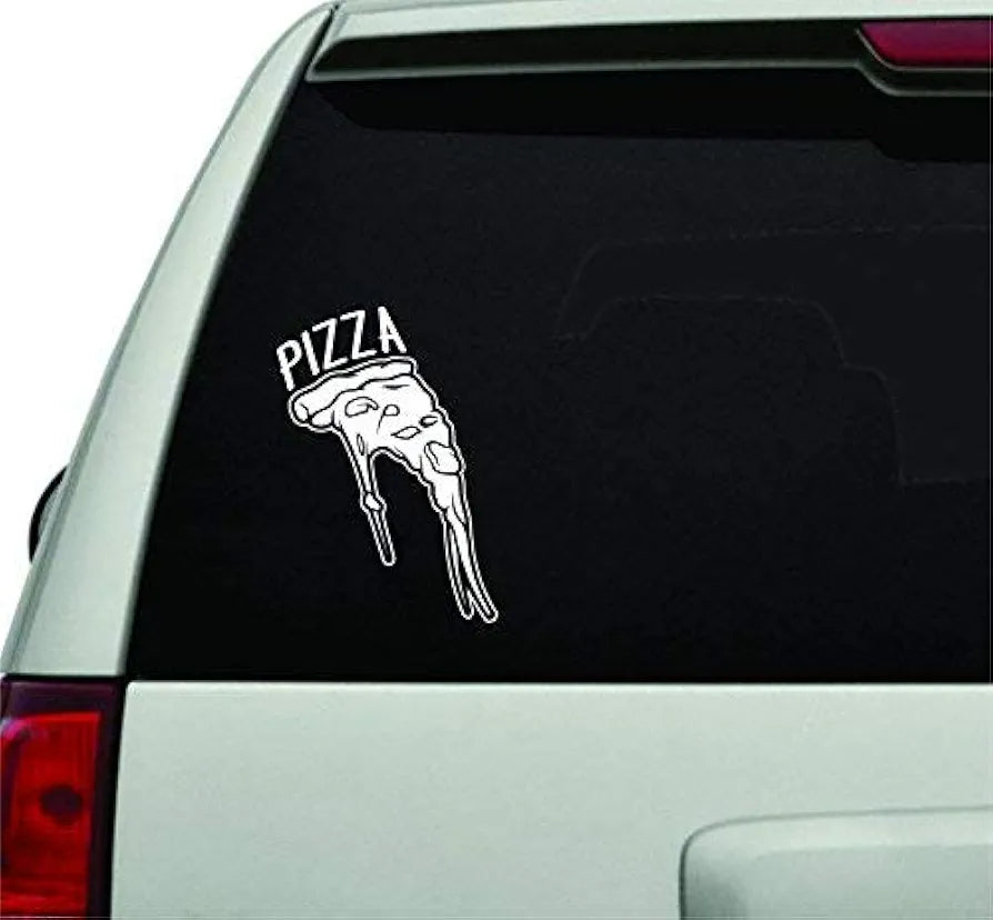 Dabbledown Decals Pizza Slice White Version Car Window Windshield Lettering Decal Sticker Decals Stickers Girl JDM Drift