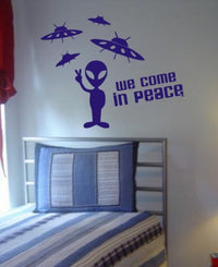 Dabbledown Space Alien and Ufo's Decal Sticker Wall Martian Spaceship Space Kids Boy Teen Nursery Child