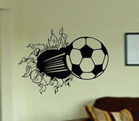 Dabbledown Decals Extra Large Soccer Ball Bursting Through Wall Vinyl Wall Decal Sticker Art Sports Kid Children Ball Nursery Boy Teen Homerun