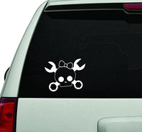 Girl Skull with Bow and Wrenches JDM Car Truck Window Windshield Lettering Decal Sticker