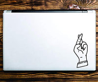 Dabbledown Decals Fingers Crossed Hand Laptop Version Car Window Windshield Lettering Decal Sticker Decals Stickers