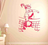 Pink Volleyball Girl Spiking Ball Vinyl Wall Decal Sticker Art Sports Kid Children Ball Nursery Boy Teen Ball Nursery Boy Teen