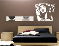 Modern Tattooed Girl Vinyl Wall Decal Sexy Sticker Tattoo Sillouette for Dark Colored Wall War
