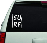 Dabbledown Decals Surf Rectangle Design White Version Car Window Windshield Lettering Decal Sticker Decals Stickers
