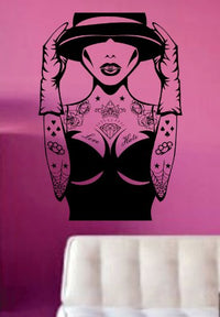 Dabbledown Extra Large Retro Rockabilly Tattooed Girl Wall Vinyl Decal Sticker Art Graphic Tattoo Hot Gangsta