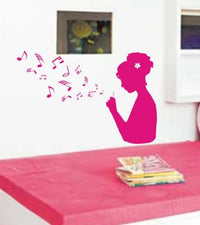 Dabbledown Girl Blowing Music Notes Decal Sticker Wall Art Bubbles Kid Nursery Baby Room Teen