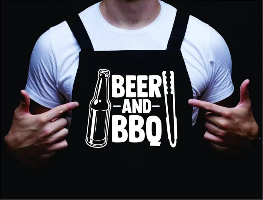 Funny Mens Grilling Apron, BBQ Apron for Wife, Beer and BBQ, Barbecue Gift for Dad, Backyard Cooking, Summer Time, Grill Master, Grilling