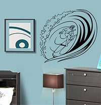 Surfer Riding Wave Version DD101 Wall Vinyl Decal Sticker Art Graphic Sticker Surfing Surfboard Surf Ocean Hobby Beach