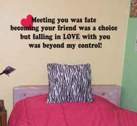 Meeting You Was Fate Quote Wall Decal Sticker Love Marriage Wedding Newlyweds Words Art Graphic Tattoo
