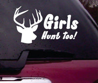 Girls Hunt Too Deer Head Decal Sticker Vinyl Decal Sticker Art Graphic Stickers Laptop Car Window