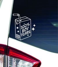 Dabbledown100 Percent Boys Tears Juice Box Car Truck Window Windshield Lettering Quote Decal Sticker Decals Stickers JDM Automobile