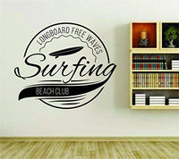 Longboard Surfing Beach Club Stamp - Surfing - Surfboard Version DD101 Quote Wall Vinyl Decal Sticker Art Graphic Sticker