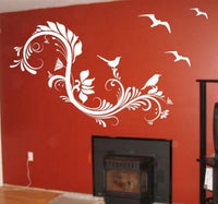 Floral Design with Birds Decal Sticker Wall Beautiful Modern Nature Children