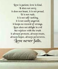 Love Is Patient Love Is Kind Wall Decal Sticker Vinyl Beautiful Quote Words