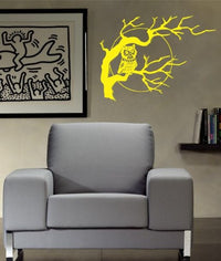 OWL Branch Moon Decal Sticker Wall Beautiful Nature Bird Tree