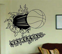 Dabbledown Decals Basketball Bursting Through Wall Vinyl Wall Decal Sticker Art Sports Kid Children Ball Nursery Boy Teen Homerun