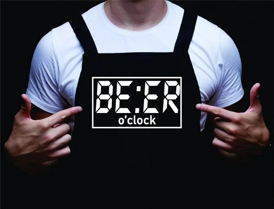Funny Mens Grilling Apron, BBQ Apron for Wife, Beer O'Clock, Barbecue Gift for Dad, Backyard Cooking, Summer Time, Grill Master, Grilling