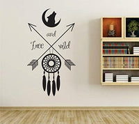 Free and Wild with Moon, Arrows and Dreamcatcher Wall Vinyl Decal Sticker Art Graphic