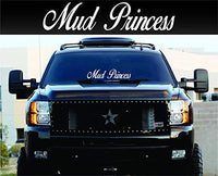 Dabbledown Decals Mud Princess Extra Large Version Car Window Windshield Banner Lettering Decal Sticker Decals Stickers Girl JDM Drift