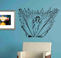 Girl Swimming a Race Vinyl Decal Sticker Wall Girl Bedroom Beach Surf Nursery Swim Water Pool Child Water