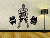 Man Lifting Weights Weight Bar Powerlifter Fitness Gym Weightlifting Bodybuilder Bodybuilding Weight Training Arm Flex Flexing Workout Gym Vinyl Wall Decal Sticker WEDLIFT 24X28