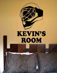 Hockey Version 115 Custom with Name Ice Hockey Goalie Helmet Wall Vinyl Wall Decal Sticker Art Sports Kid Children Ball Nursery Boy Teen Sticker Wall Mural Art Graphic Sports Teen Kid Nursery