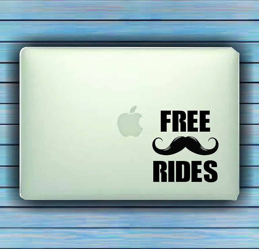 Dabbledown Free Mustache Rides Black Small Laptop Version Car Window Windshield Banner Lettering Decal Sticker Decals Stickers Girl JDM Drift