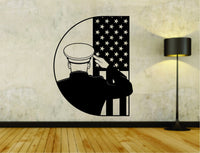 Military Soldier Saluting US Flag Uniform Vinyl Wall Decal Sticker Car Window Truck Decals Stickers Military36OCC4 22x28