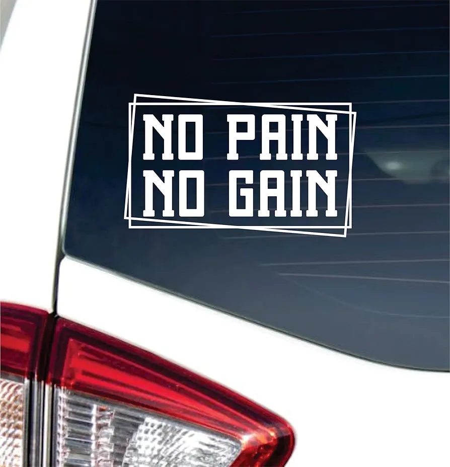 Dabbledown No Pain No Gain 4x6 Car Truck Window Windshield Lettering Quote Decal Sticker Decals Stickers JDM Automobile 