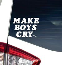 DabbledownMake Boys Cry 5x6 Car Truck Window Windshield Lettering Quote Decal Sticker Decals Stickers JDM Automobile