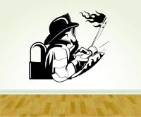 Firefighter with Hose Version 102 Decal Sticker Wall Boy Girl Firefighter15OCC4 25x28