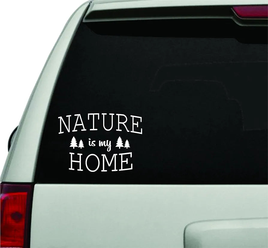 Dabbledown Decals Nature is My Home White Version Car Window Windshield Lettering Decal Sticker Decals Stickers Girl JDM Drift