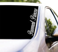 Dabbledown Pavement Princess Cursive Car Truck Window Windshield Lettering Decal Sticker Decals Stickers JDM Automobile 