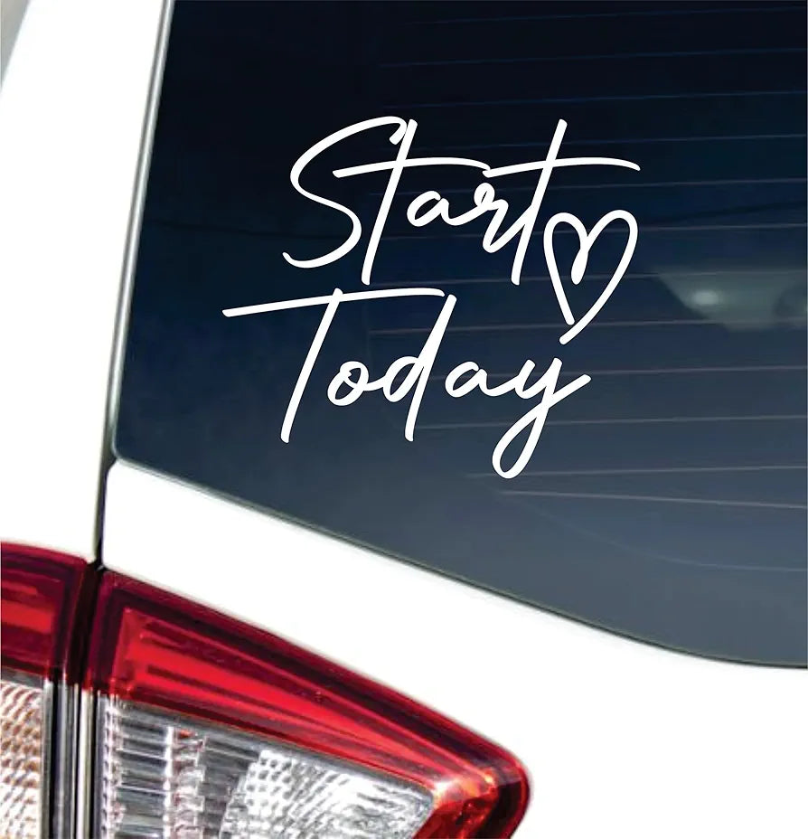 Dabbledown Start Today Car Truck Window Windshield Lettering Quote Decal Sticker Decals Stickers JDM Automobile 