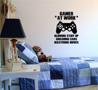 Gamer At Work Old School Vintage Video Game Decal Sticker Wall Boy Girl Teen Child Sport Fight